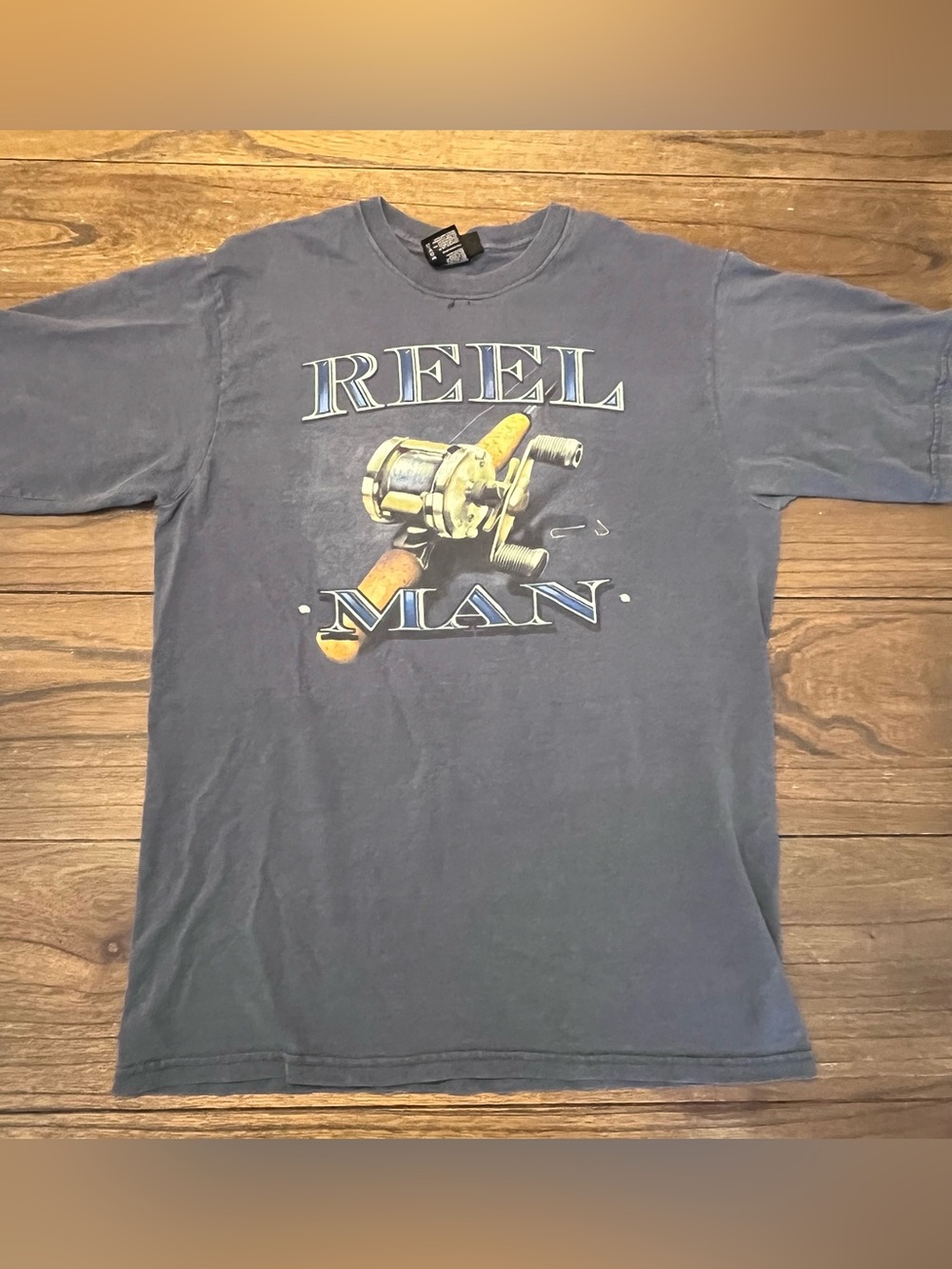 Vintage No Boundaries Fishing Reel Man T-Shirt Men’s Medium 90’s
